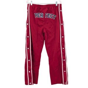 Y2K Zoey Beth PERFECT Tearaway Red Track Pants Snap Side Streetwear‎ Athletic XL